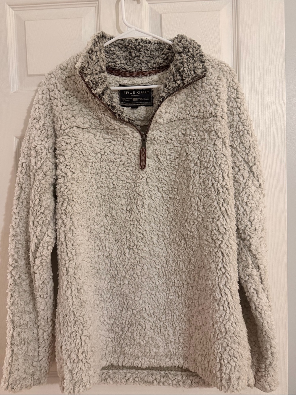 True Grit Cream Sherpa Quarter-Zip Pullover